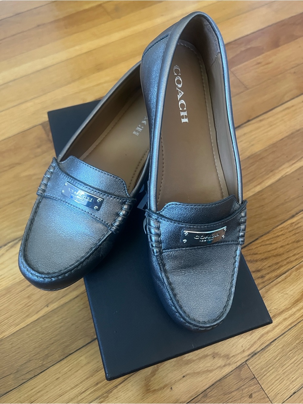 COACH Fredrica Metallic Loafers